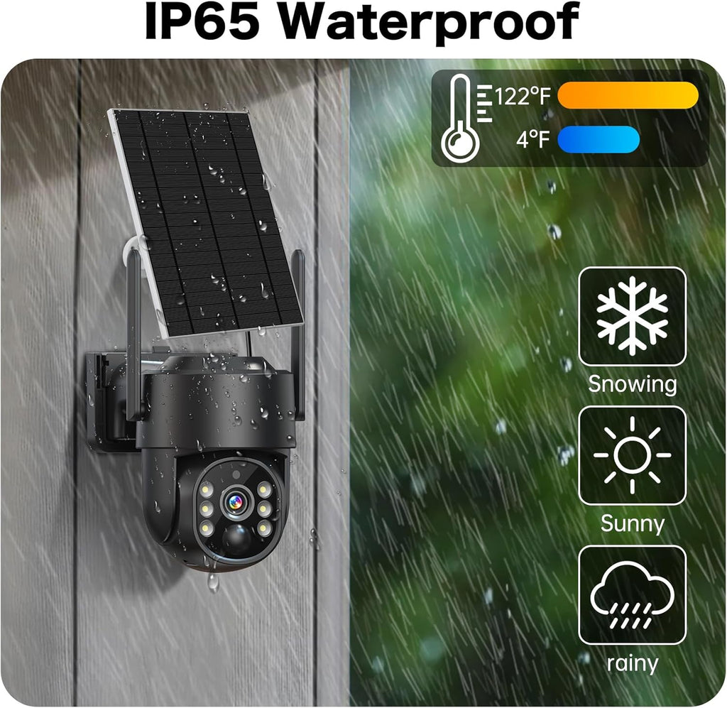 Solar Security Cameras Wireless Outdoor, 5G/2.4G Solar WIFI Cameras for Home Security,Battery Powered Outside Camera,Human Detection, Color Night Vision, 2-Way Talk for home Porch/Garage/Yard