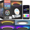 Lumary RGBAI Smart Recessed Lighting 4 Inch with Gradient Accent and Night Ring, 9W 780LM WiFi Canless Wafer Downlight with Junction Box, LED Downlight Work with Alexa/Google Assistant/Siri, 4PCS