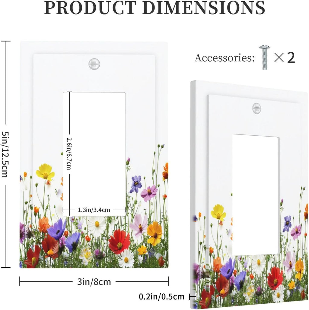Decorative Outlet Covers Colorful Wildflowers Plant Floral Daisy 1 Gang Single Rocker Light Switch Cover Plate Wall Plates Gfci Faceplate For Bed Room Living Room Decor