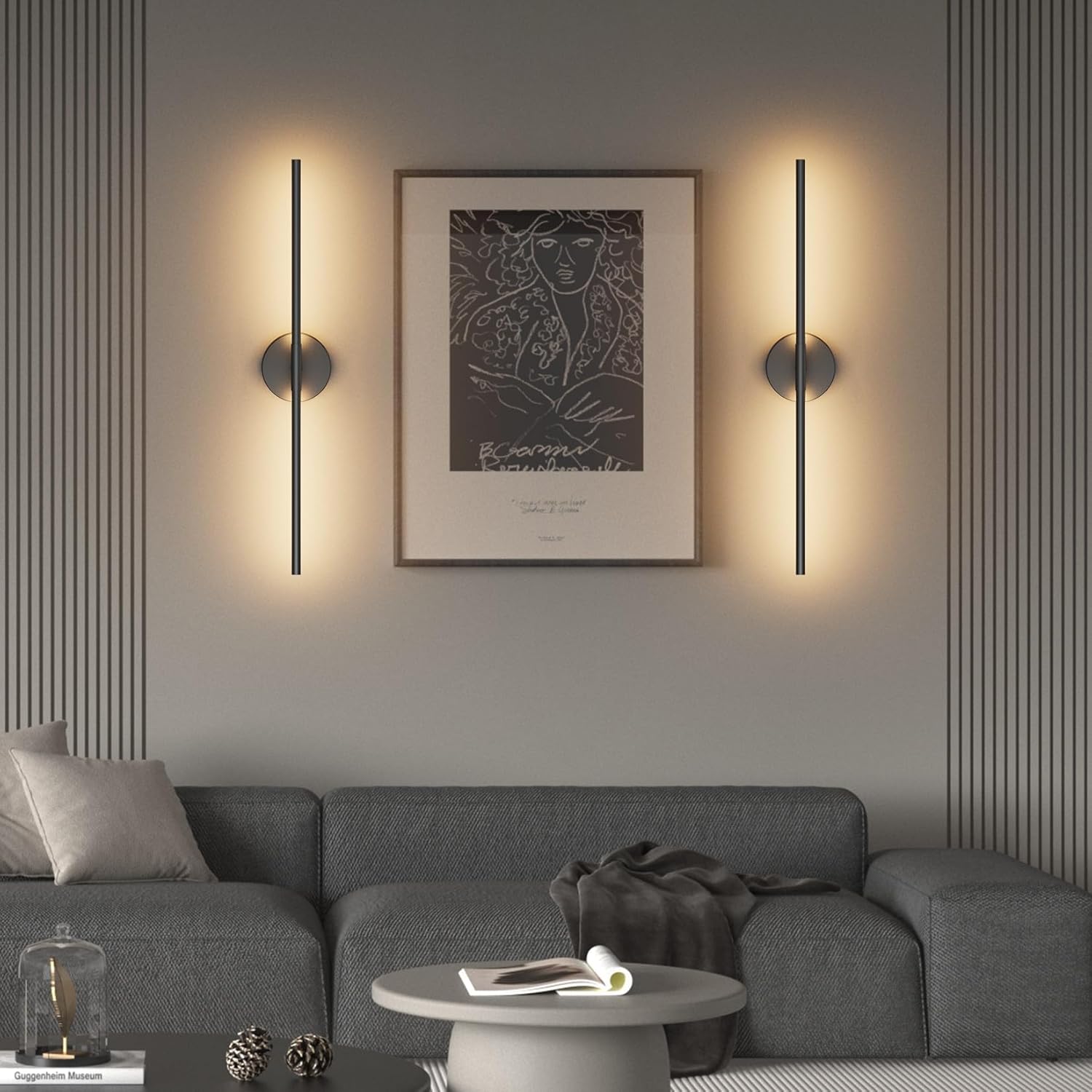 Black Wall Sconce for Bathroom 28In Hardwired Vanity Light Fixture 3000K Indoor Bathroom Sconce Over Mirror 360° Rotate for Living Room