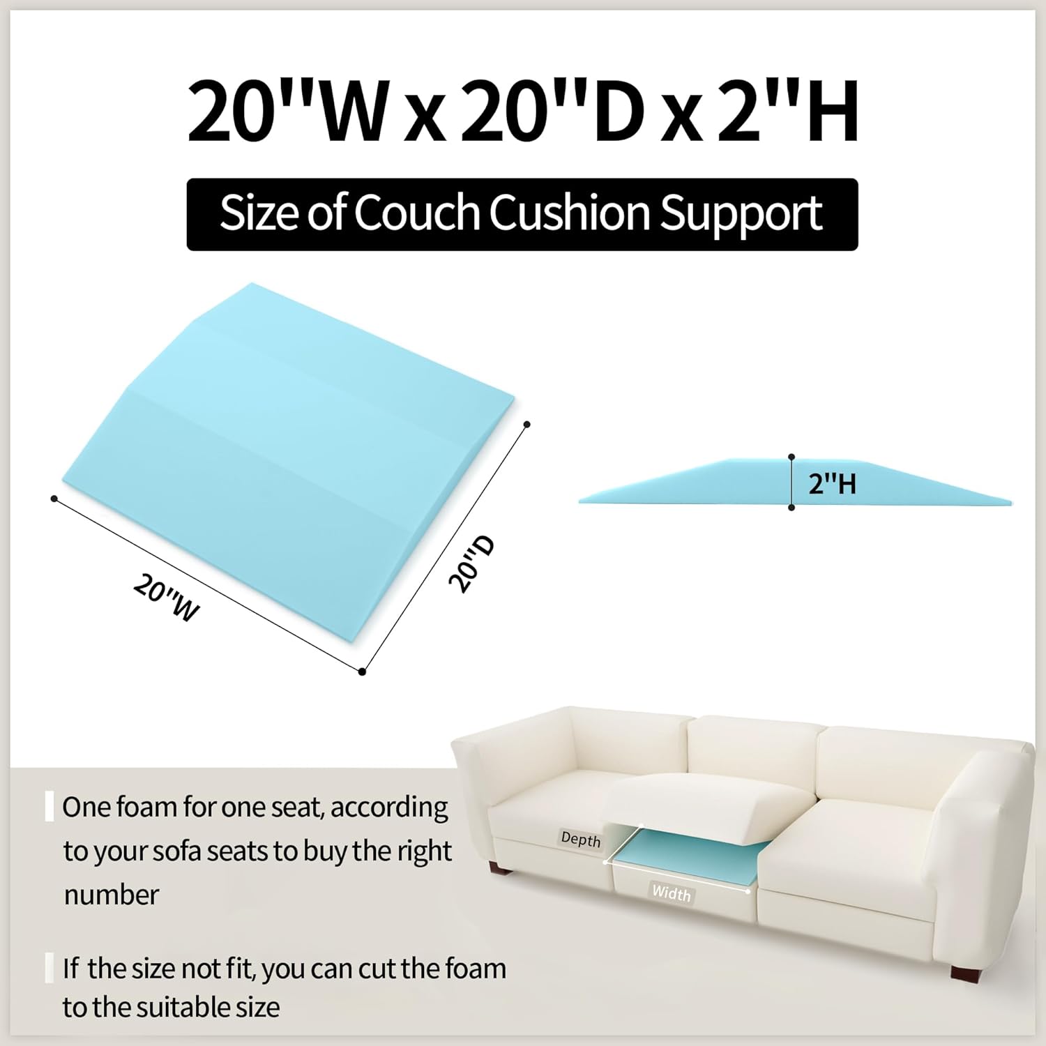 Tromlycs Couch Supports for Sagging Cushions Trapezoidal Furniture Seat Under Cushion Sag Repair Set of 2