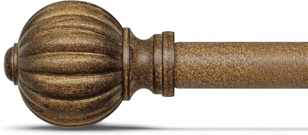 Antiqued Bronze Curtain Rods for Windows 72 to 144 Inch, 1'' Adjustable Heavy Duty Curtain Rod，Vintage Decorative Drapery Rods with Pumpkin Finials for Bedroom Living Room