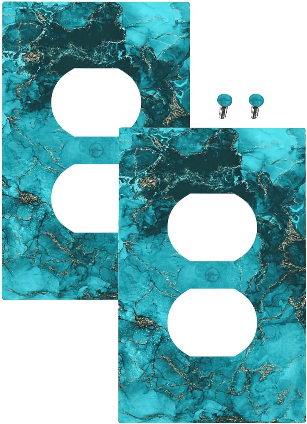 Decorative Outlet Covers Modern Abstract Turquoise Blue Marble Texture 1 Gang Duplex Light Switch Cover Plate Unique Wall Plates Switch Plate Cover for Bathroom Home Decor（2 Pack）