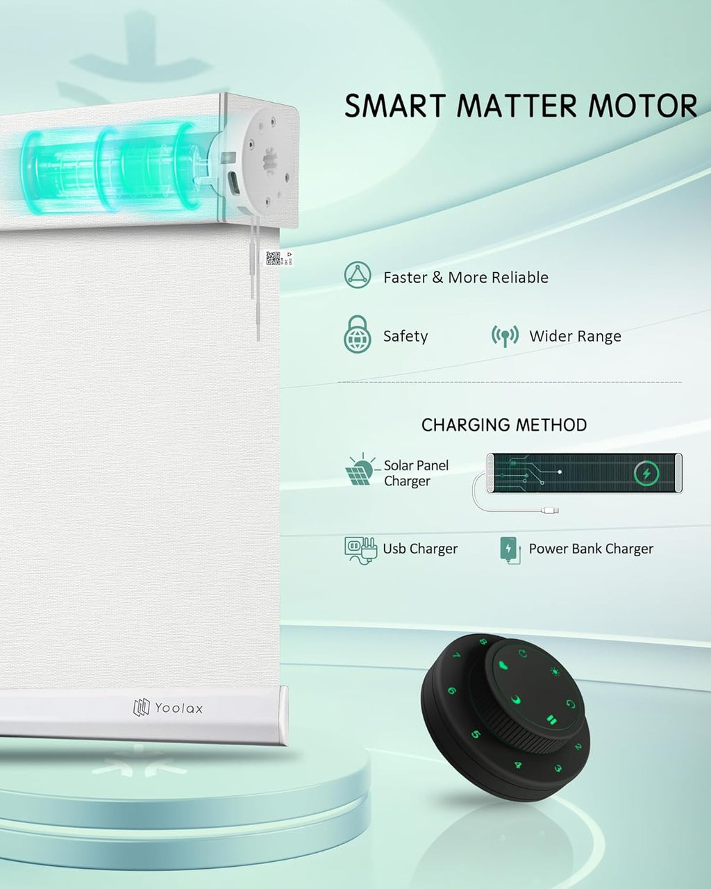 Yoolax Smart Blinds, Motorized Matter Solar Shades Flame Resistat Automatic Blinds for Windows Motorized Shades Compatible with Alexa, Google Home, Homekit(Solar-3% Openness Milky White)