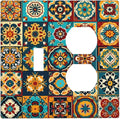 Mexican Talavera Ceramic Tile Moroccan Boho Wallplates 1 Toggle 1 Duplex Switch Plate Electrical GFCI Faceplate Decorative Light Switch Covers for Bathroom Kitchen Decor