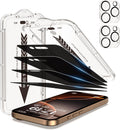 EZ-GLAZ- 4 Pack for iPhone 16 Pro Max Privacy Screen Protector [6.9"] With 2 Pack Camera Lens Protector, 9H+ Hardness 12FT Military Grade Shatterproof Scratch Resistant Durable Tempered Glass Film with Flawless Fit Kit