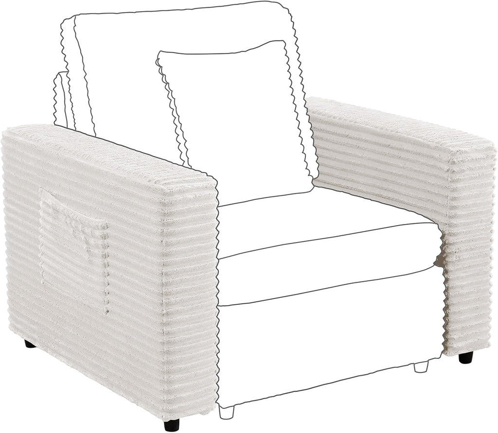 LEVNARY Modular Sofa Armrest Set of 2 with Side Storage Pockets, Faux Rabbit Fur Upholstered Arm Panels, Compatible with Modular Recliner System (White)