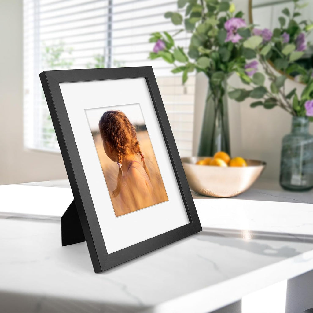 Golden State Art, 9x12 Picture Frame with Mat for 6x8 - High Definition Glass Wall Mounting Horizontal Vertical Display (Black, 1 Pack)