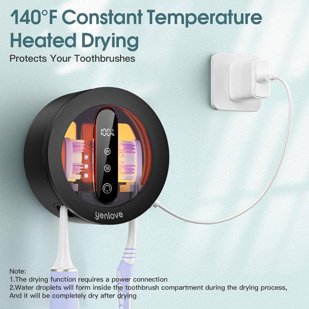 Toothbrush Holders for Bathroom,Wall-Mounted Toothbrush Holder,Smart Toothbrush Organizer with LED Screen and Drying,Rechargeable Tooth Brush Holder for Home & Travel