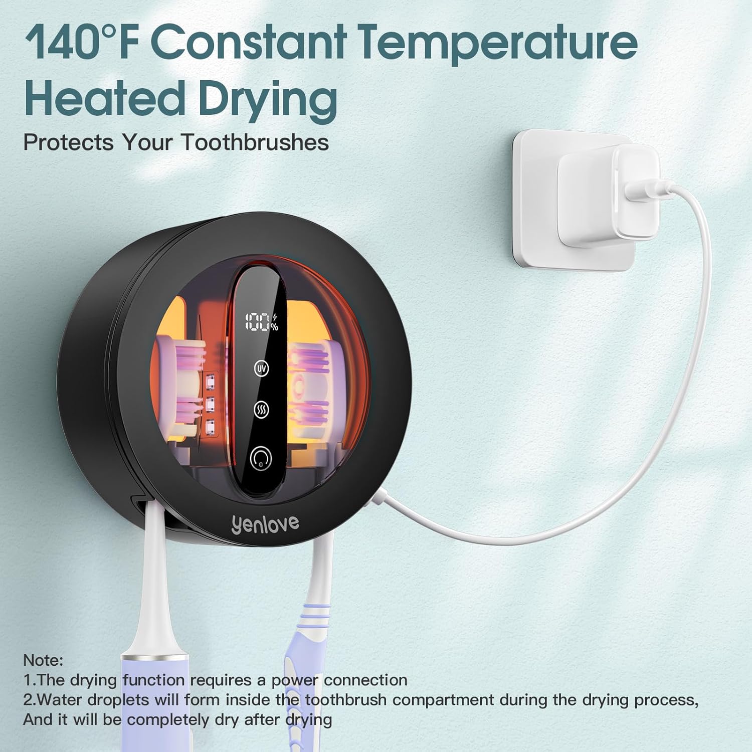 Toothbrush Holders for Bathroom,Wall-Mounted Toothbrush Holder,Smart Toothbrush Organizer with LED Screen and Drying,Rechargeable Tooth Brush Holder for Home & Travel