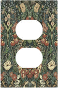 Outlet Covers Vintage Dark Floral William Morris Green Flower 1 Gang Duplex Wall Plate Decorative Switch Plates Electrical Receptacle Faceplate Light Switch Cover for living Room Home Decor