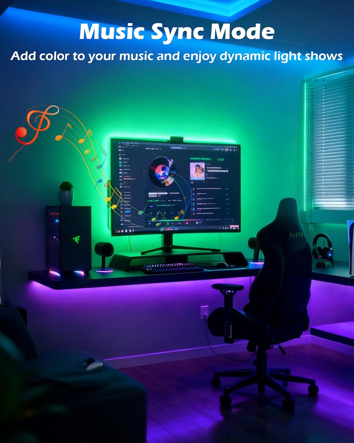 RGB COB LED Strip Light, 16.4ft Led COB Light Strip with Remote, Dimmable Smart App, Color Changing Music Sync, Smart Indoor RGB Led Lights for Bedroom, Home Decor, Party