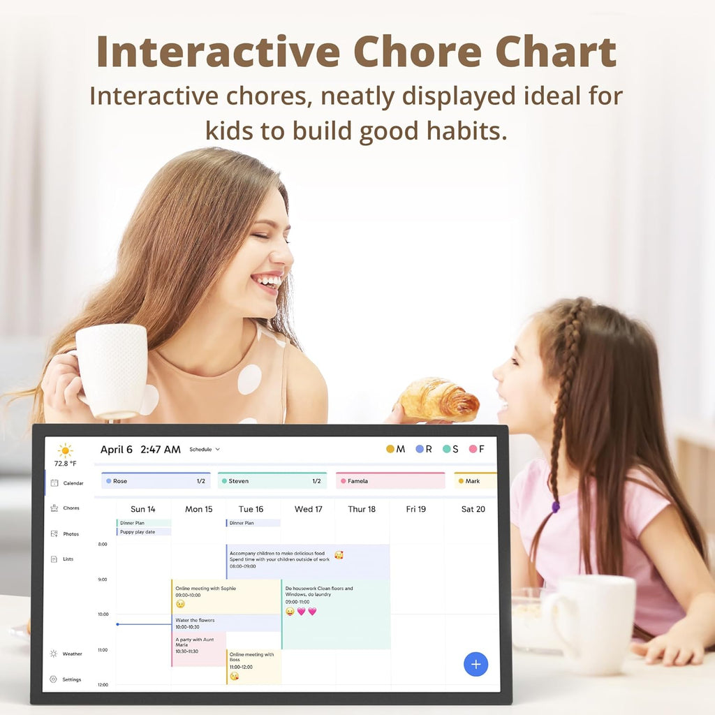 Dragon Touch 32" Digital Calendar Chore Chart – 1080P Full HD Interactive Touchscreen, Hearth Display Digital Calendar Wall & Desk Mountable for Seamless Scheduling