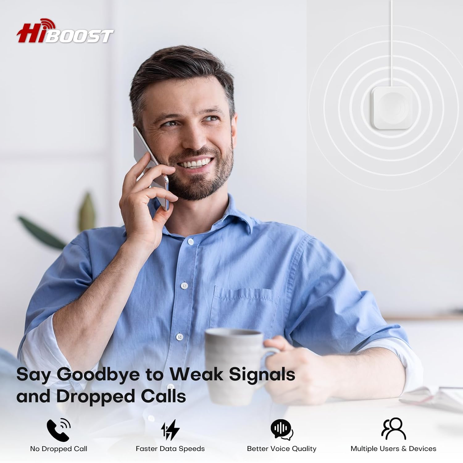 Cell Phone Booster for Home Office, Cover to 8,000 Sq Ft Signal Booster 4G LTE Compatible 5G with LCD Touch Screen 70dB Gain for All U.S. Carriers Verizon, AT&T, T-Mobile, App Support, FCC Approved