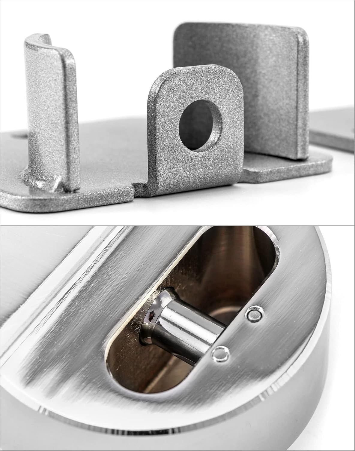 QWORK Heavy Duty Puck Lock and Hasp, 4 Pack High Security Steel Hidden Shackle Keyed Different Padlocks with Keys for Trucks, Gates, Vans and Vending Machines