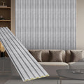 OUZUGIE WPC Acoustic Slat Wall Paneling, 8-Pack 96 x 6 Inches 3D Wall Panels for Interior Wall Decor,Living Room,TV Background,Study Room,Office Spaces,Bedroom,Low Grille (Gray Marble)