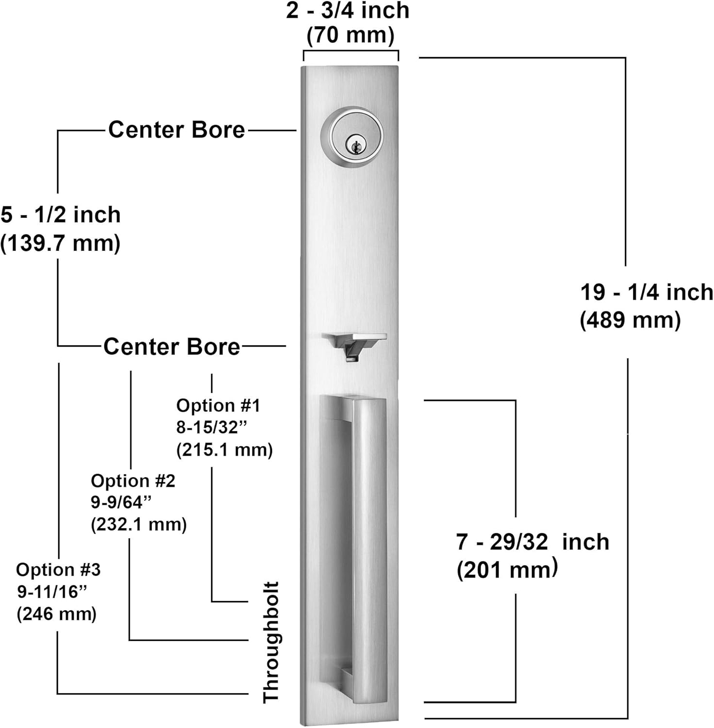 Berlin Modisch Full Escutcheon HandleSet Front Door Entry Handle and Deadbolt Lock Set Slim Square Single Cylinder Deadbolt and Lever Heavy Duty – Satin Nickel Finish