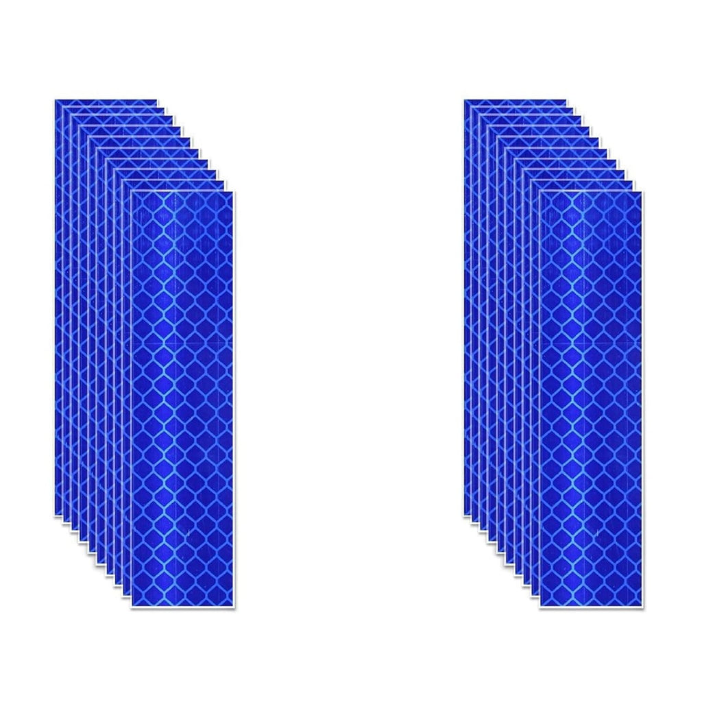 Non Fading Blue Reflective Stickers 1 inch X 4 inch, Outdoor Waterproof High Visibility Warning Safety Adhesive Reflector Tape (20 Pcs)