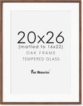 Fun Memories Rustic Oak Wood Picture Frames - 20x26 with Tempered Glass, Matted to 16x22 (Walnut, 1 Pack)