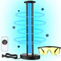 Qualirey 100W UV & Ozone Sanitizer with UV Light Glasses, High Power Room Disinfection Light with 3 Level Timer & Remote, Whole Room Disinfection for Large Spaces, Offices & Basements