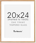 Rustic Oak Wooden Picture Frame, 20x24 with Tempered Glass, Matted to 16x20 (Natural Oak, 1 Pack)