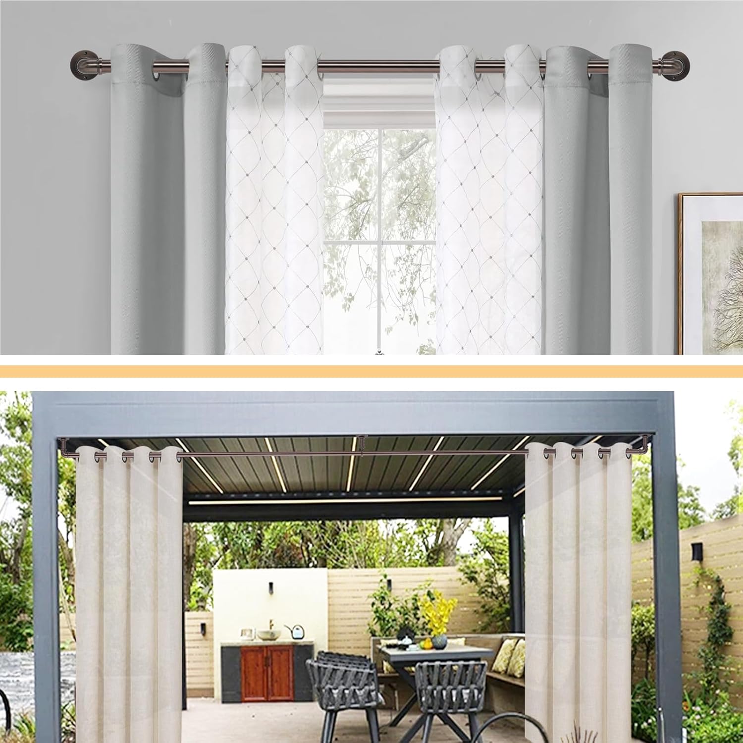 Industrial Curtain Rods 18 to 45 in,Wrap Around Rods, Adjustable Curtain Pole,1 in Diameter Pipe Wall or Ceiling Mounted,for Living Room(Brushed Crimson Black18” to 45”)