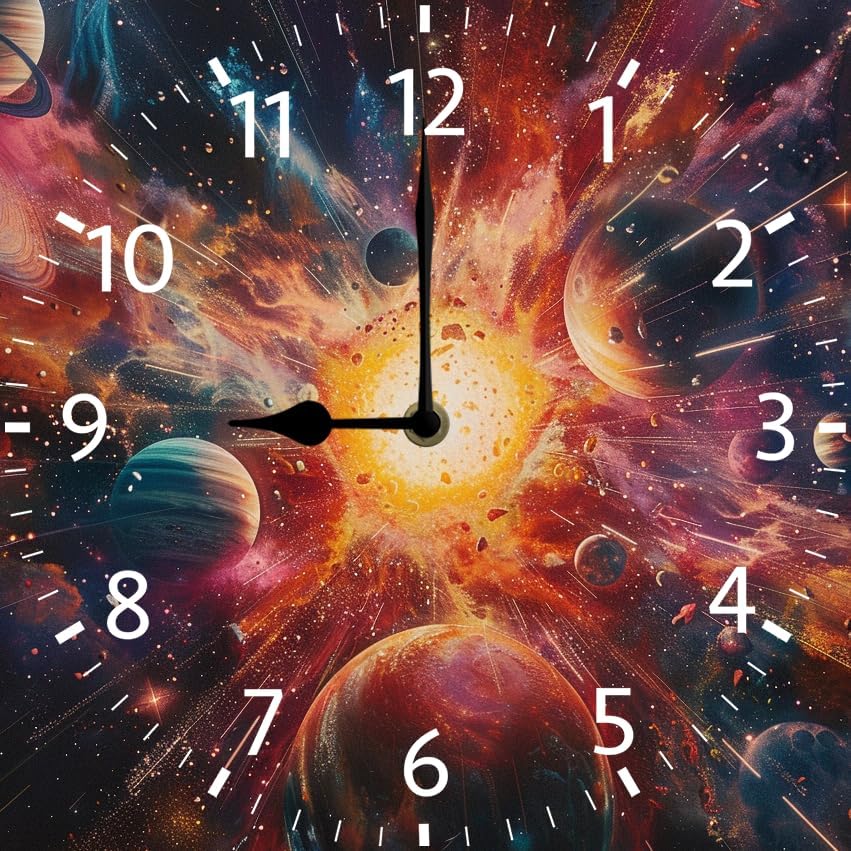 10 in Cosmic Connection -268 Wood Wall Clock – Digital Time Display, Smart Home Compatible for Bedside or Workspace