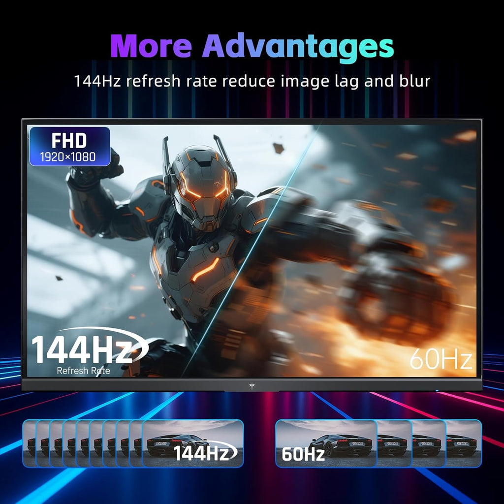 KTC 24 Inch Computer Monitor, FHD 144Hz Office Gaming Monitor, IPS, Adaptive-Sync, HDMI & DP Port, 1500:1 Contrast Ratio, Bluelight Filter, Tilt Adjustable, H24B9S