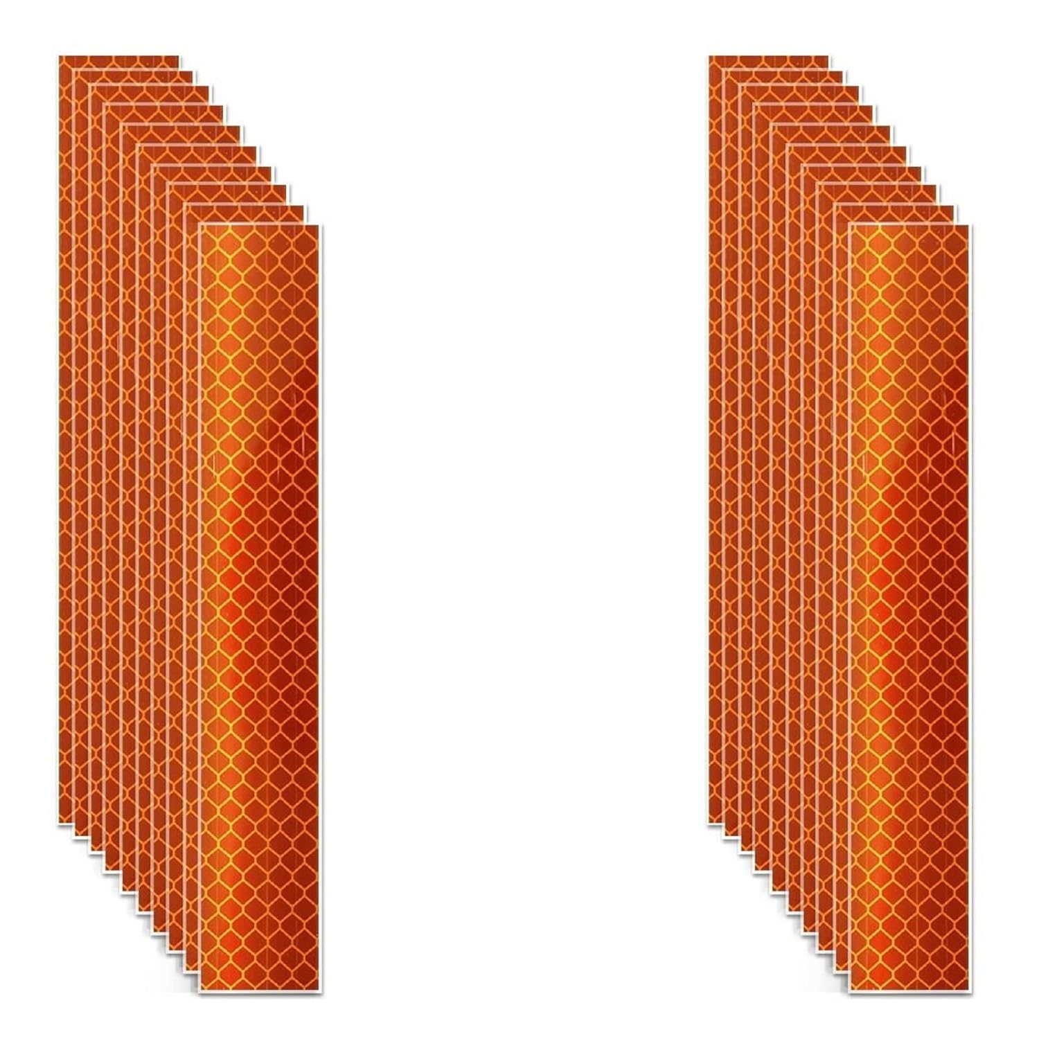 Non Fading Orange Reflective Stickers 1 inch X 6 inch, Outdoor Waterproof High Visibility Warning Safety Adhesive Reflector Tape (20 Pcs)
