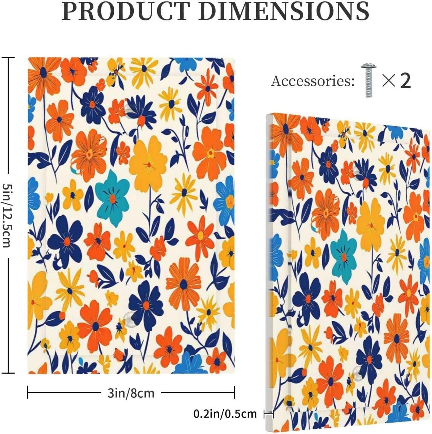 Nature Flowers Botany Plant Art Floral Light Switch Cover Plate 1 Gang No Device Blank Decorative Switch Plate Electrical Wall Plates Faceplate for Bedroom Bathroom Decor