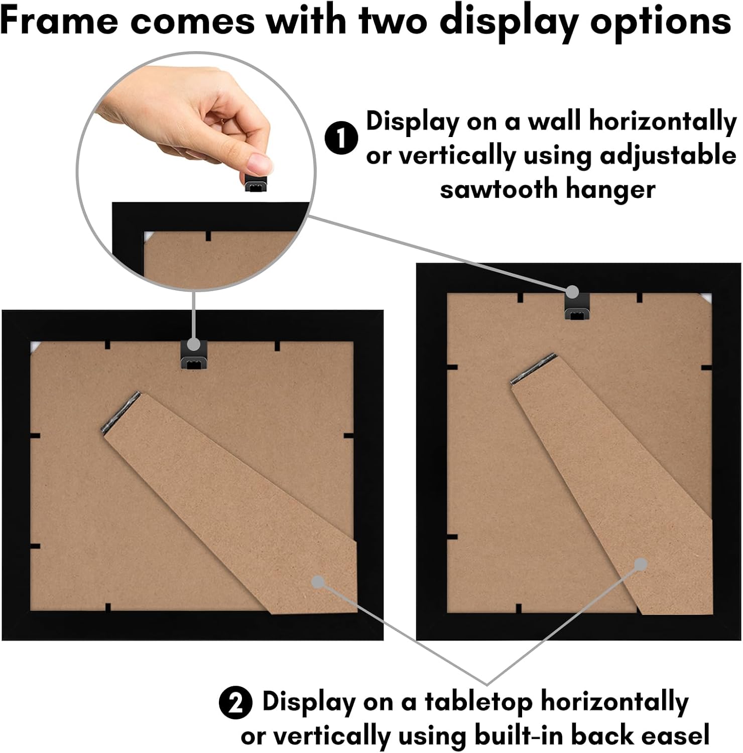 Americanflat 7x8 Picture Frame with Shatter-Resistant Glass - Signature Collection - Gallery-Style Frames Made of Engineered Wood - Photo Frame for Tabletop and Wall Display - Black
