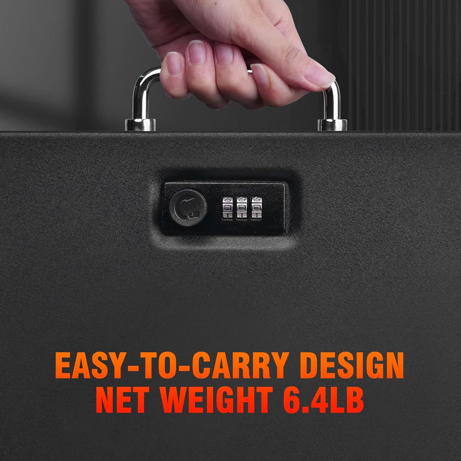 TOTOY Portable Fireproof Document Box with 3-digit Combination Lock, Safe Box for Valuables, Hand Held Storage Lock Box for Documents, Passport, Cash, Tablet