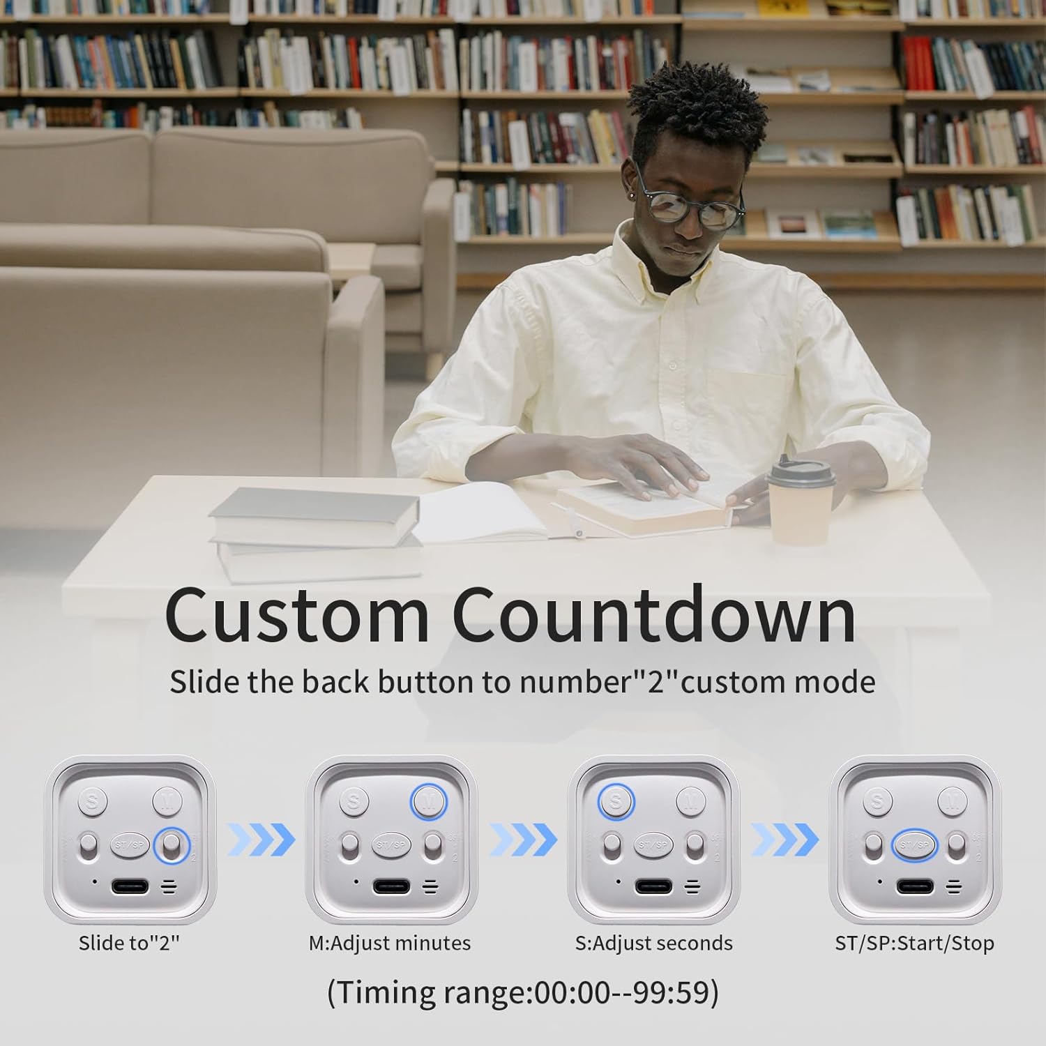 Productivity Timer Flip Gravity Sensor Cube Timer Countdown & Countup,Mute & Vibrate & Sound，5/10/30/60min & Custom Timing, Perfect for ADHD,Work,Learning,Kitchen Cooking (1White)