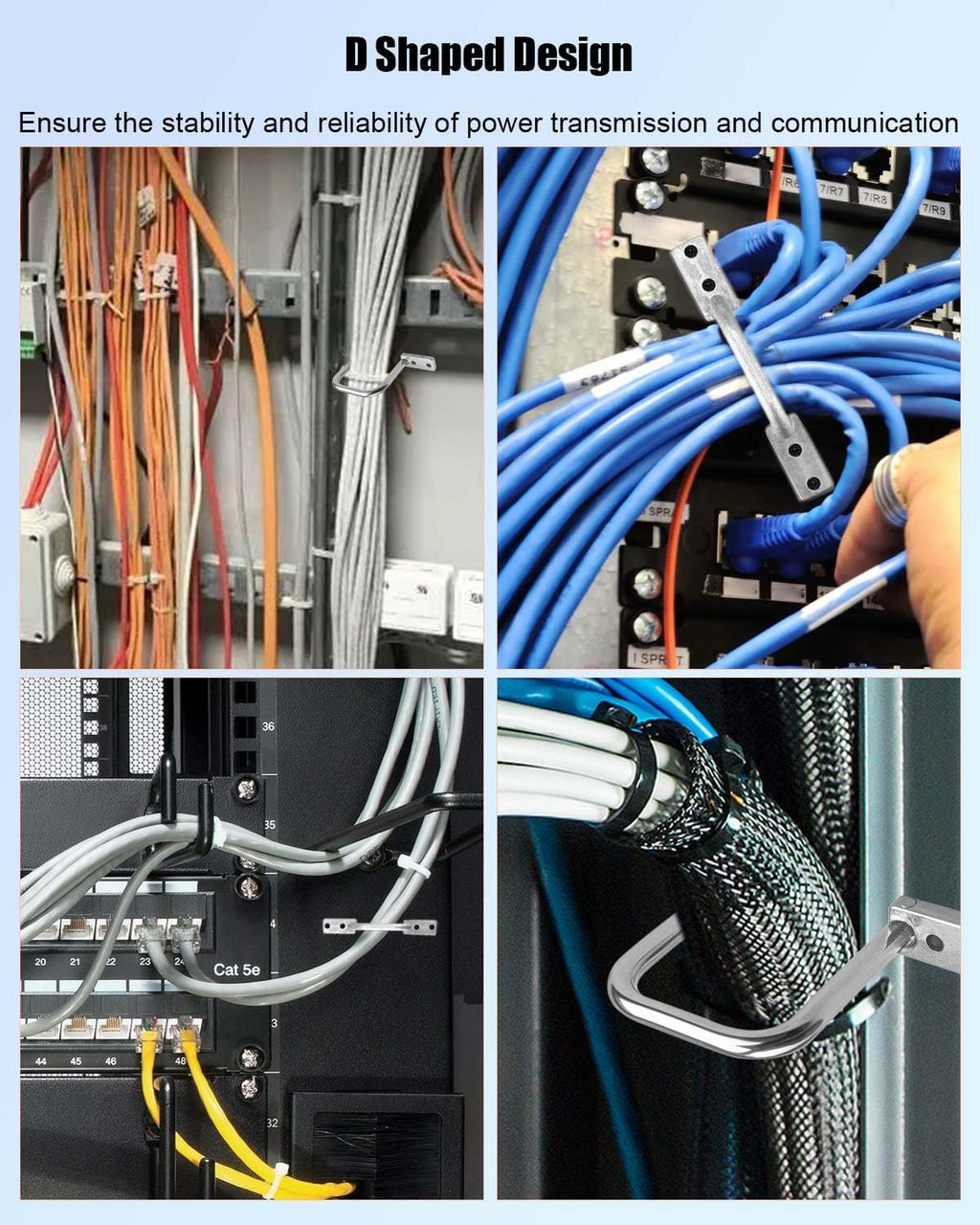 25Pcs 3 Inch D Rings, Aluminum Heavy Duty Distribution Rings for Managing and Organizing Electric Cables Wires, Silver