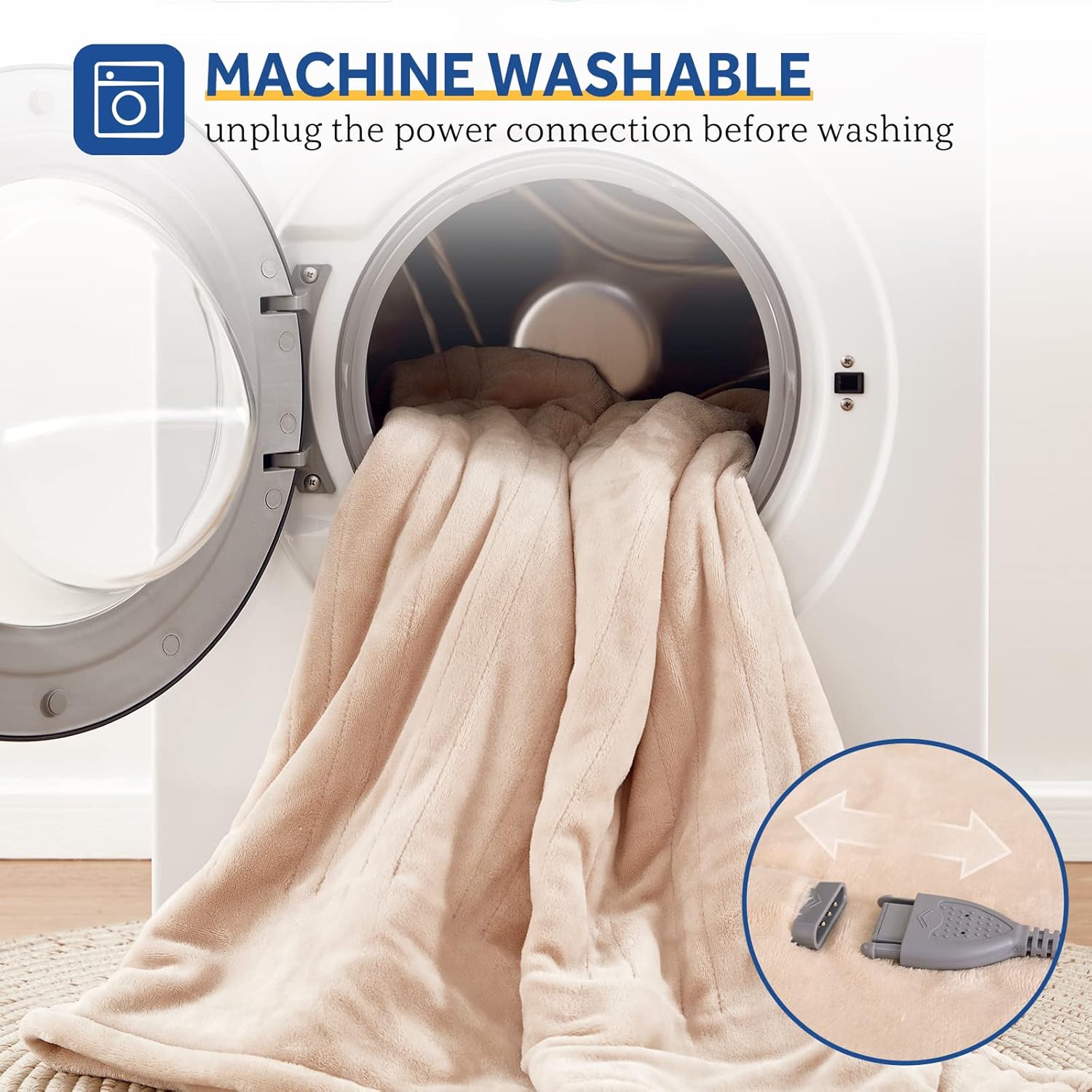 Sealy Electric Blanket Full Size, Flannel Heated Blanket with10 Heating Levels & Auto Shut Off, Machine Washable, Beige, 80 x 84 Inch