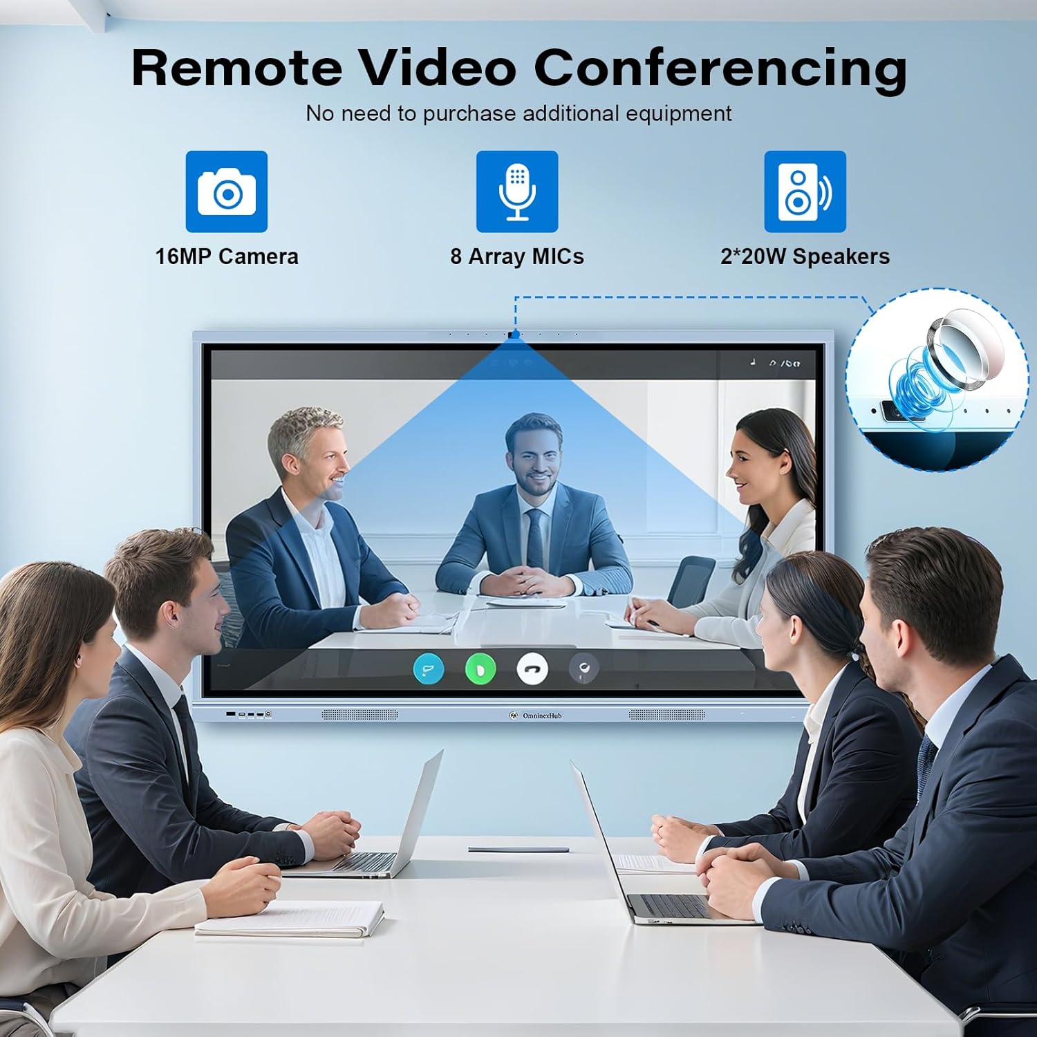 65" Smart Board, Interactive Whiteboard with 20 MP Camera, 4K UHD Touch Screen Digital Smartboard for Classrooms, Business, Office & Conference Rooms (Wall Mount Included)
