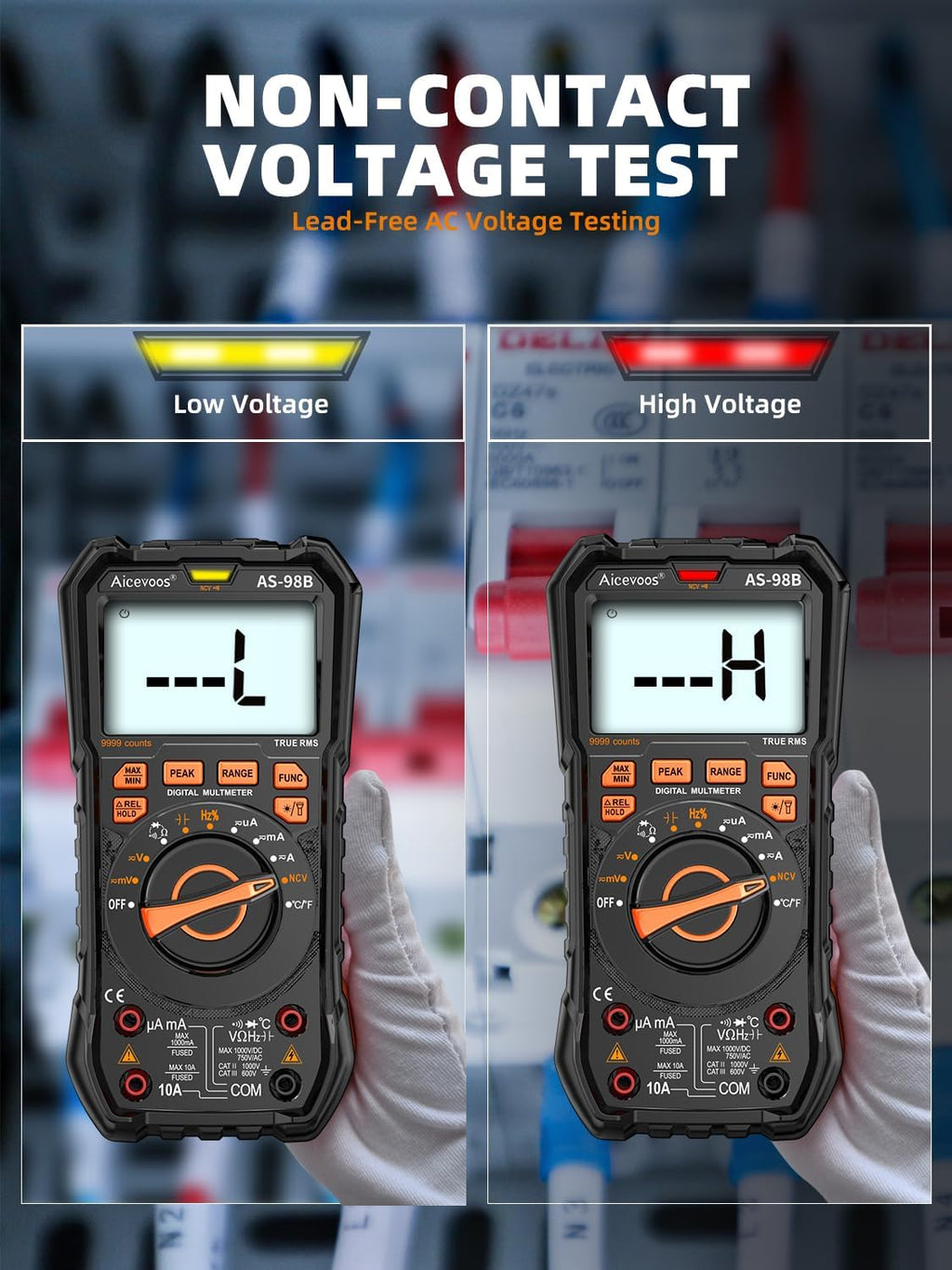 Multimeter Digital Multimeter, 9999 Counts DC AC Voltmeter and Ohm Volt Amp Tester, Auto-Ranging Fast Accurately Measures Voltage Current (DC/AC Current)