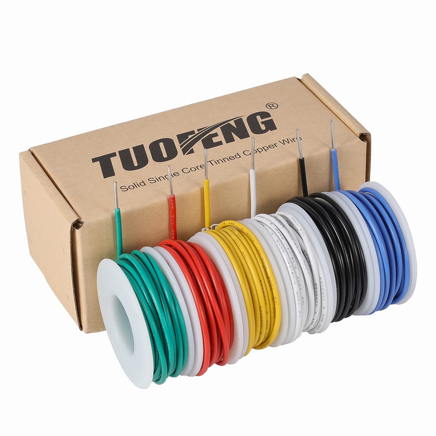 16 Gauge Solid Copper Wire -6 Different Colored Solid Core Jumper Wire 13.2ft or 4.m Each, 16 awg Hookup Wire Solid Core(OD: 2.3mm)