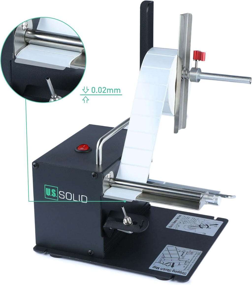 U.S. Solid Automatic Label Dispenser Machine w/Fibre Optic Sensor - Clear and Opaque Labels - Width 10-115MM Length 8-130MM