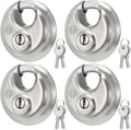 Heavy Duty Padlock with Key – 70mm Stainless Steel Commercial Discus Keyed Lock, High Security, 4 Pack