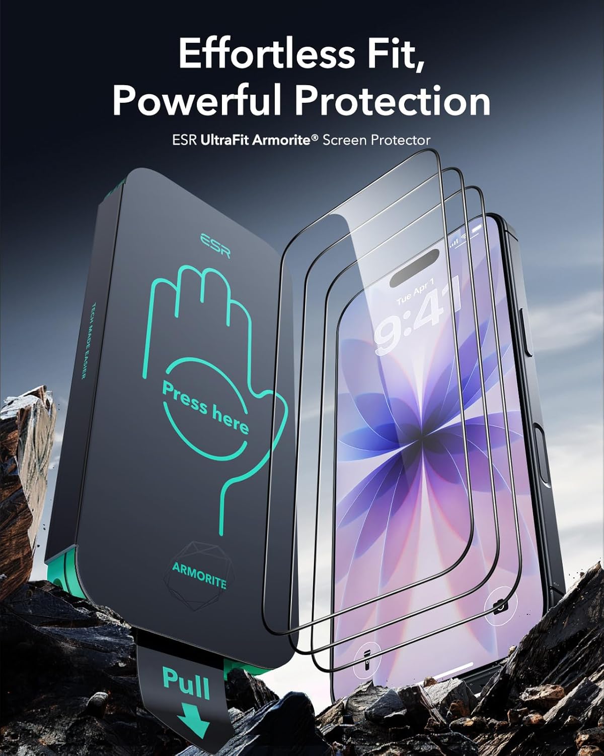 ESR 3 Pack 9H+ Glass for iPhone 17/iPhone 16 Pro Screen Protector, [Military-Grade Shatterproof], with AR Anti-Reflective Technology, Armorite Ultra-Tough Tempered Glass with Ultra Fit Tray