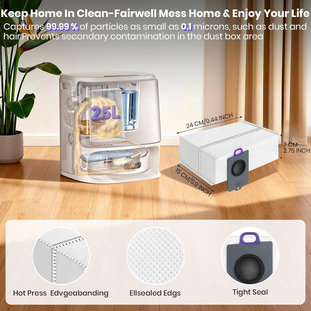 21 Pack Replacement Accessories Parts for Narwal Flow Replacement Parts Compatible with Narwal Flow Robotic Vacuum Parts with 2 Roller Brush,2 Mops,4 HEAP,6 Dust Bags,6 Side Brushes,1 Brush