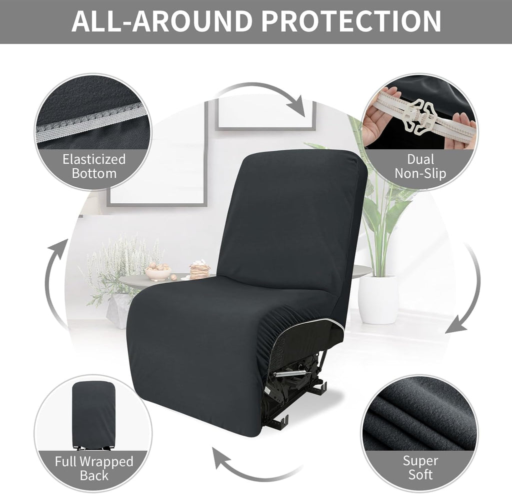 Easy-Going 100% Waterproof Recliner Cover Additional Seat Cover for Reclining Couch, Stretch Sofa Covers Washable Furniture Protector for Kids & Pets, 1 Seat, Dark Gray