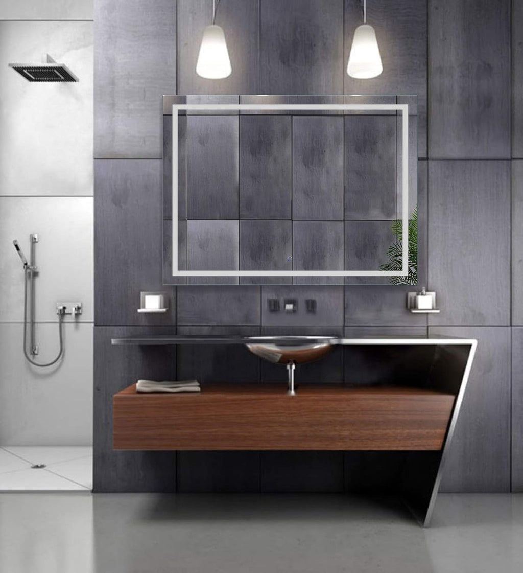 Krugg | Large 48 Inch X 36 Inch LED Bathroom Mirror | Lighted Vanity Mirror Includes Dimmer & Defogger | Wall Mount Vertical or Horizontal Installation