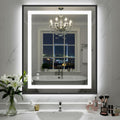 30X36 Inch LED Bathroom Mirror with Lights, Black Frame Frontlit+ Backlit Bathroom Vanity Mirror for Wall, Ultra-Clear Tempered Glass, Shatter-Proof, Anti-Fog and Memory Function, ETL Listed
