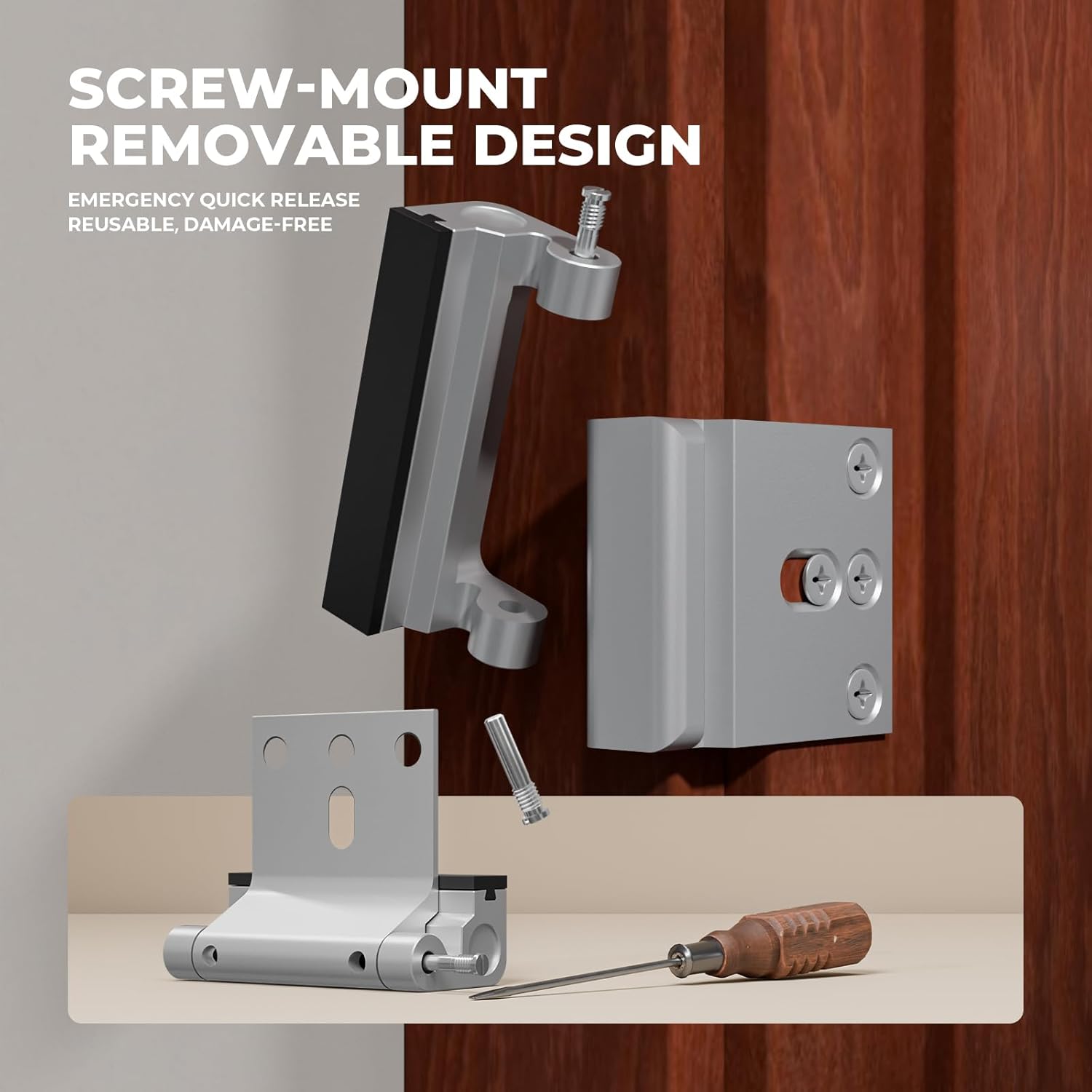 6 Pack Home Security Door Reinforcement Lock, Childproof Safety Door Lock Latch Stopper, Removable Screw-Mounted, Prevent Home Unauthorized Entry, Aluminum Construction, Withstands 800 lbs