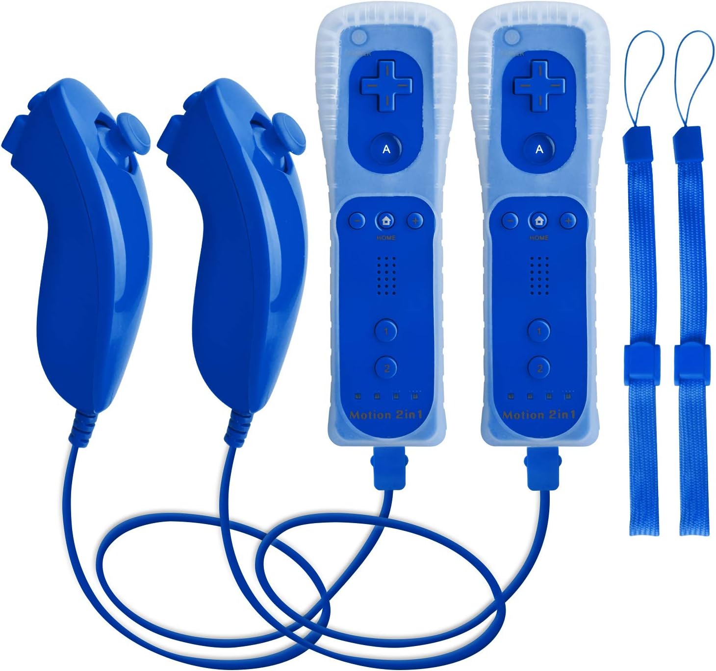 TechKen Motion Plus Wii Controllers 2Packs with Nunchucks, Wii Remote Controllers Compatible for wii and Wii U with Built in Motion Plus