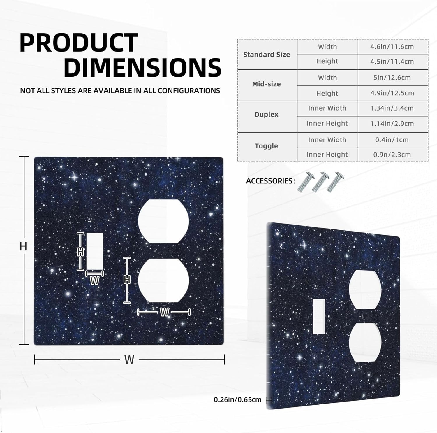 Decorative Outlet Covers Blue Galaxy Universe Space Stars 2 Gang Wall Plate Cover Single Toggle Duplex Combo Two Switch Light Switch Cover Plate Jumbo Dual GFCI Faceplate