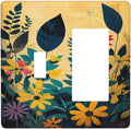 Abstract Minimalist Floral Botanical Boho Flower 2 Gang Combo 1 Toggle 1 Rcoker Light Switch Covers Decorative Switch Plates Electrical Switch Plates and Outlet Covers for Home Art Decor 4.5 X 4.5 IN