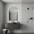 Niccy Arched LED Lighted Bathroom Mirror, 48x30 Inch Backlit Vanity Bathroom Mirror with Lights Brushed Black Framed Wall Mounted Mirrors with 3 Color Shatterproof Arch Smart Fog Free Mirror